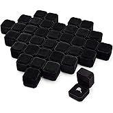 Laumoi 36 Pcs Ring Boxes Bulk Black Velvet Jewelry Earring Boxes Wedding Ring Display Case for Packaging Wedding Ceremony Engagement Proposal Anniversary Birthday Gift