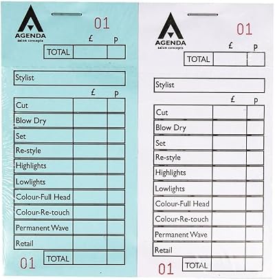 Agenda Salon Concepts Numbered Check Pads 12 Assorted Hair Treatment Client