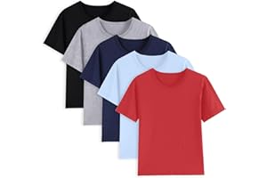 Hercugifts 5 Pack Cotton Boys Kids Tshirts Short Sleeve Summer Tops Clothes Tee Shirts for Toddlers(Age 2-14)