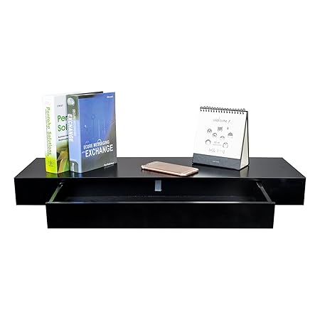 Tophomer Black Floating Wall Shelf Drawer Wall Mounted Drawer