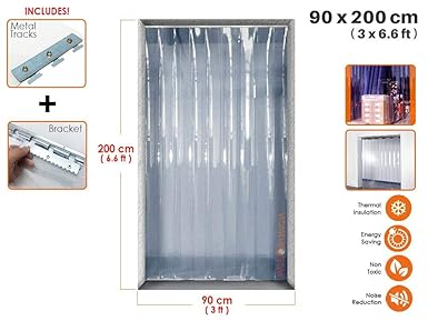 Acepunch PVC Lamellenvorhang Streifenvorhang 90cm x 200cm (3 x 6.6 ft.) Set for Kühlraums, Lagertür Türs und Saubere zimmer A