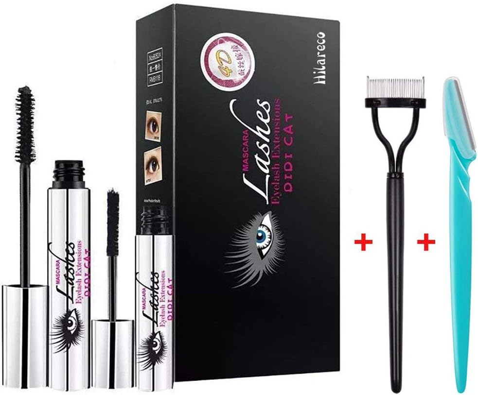 DDK 4D Silk Fiber Lash Mascara Cream Waterproof Natural Crazy lengthening Extension Mascara Intensive Long Eyelash Warm Water Washable Black Mascara by Hilareco