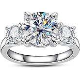 Gobaalele 3CT Cubic Zirconia Engagement Ring Round Cut 3 Three Stones CZ Wedding Ring 5A Grade Simulated Diamond Promise Anniversary Ring for Women Size5-9