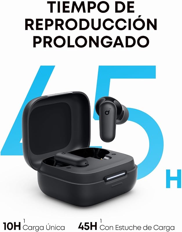 Fones de ouvido com cancelamento de ruído anker soundcore p30i, cancelamento de ruído poderoso e inteligente, graves potentes, 45 horas de reprodução, capa 2 em 1 e suporte para celular, ip54
