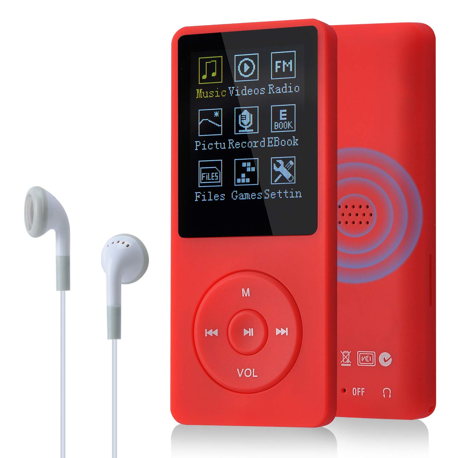 COVVY Slim Music Player 8 GB Portable Lossless Sound 70 Hours Screen MP3 Player Support up to 64 GB (Red)