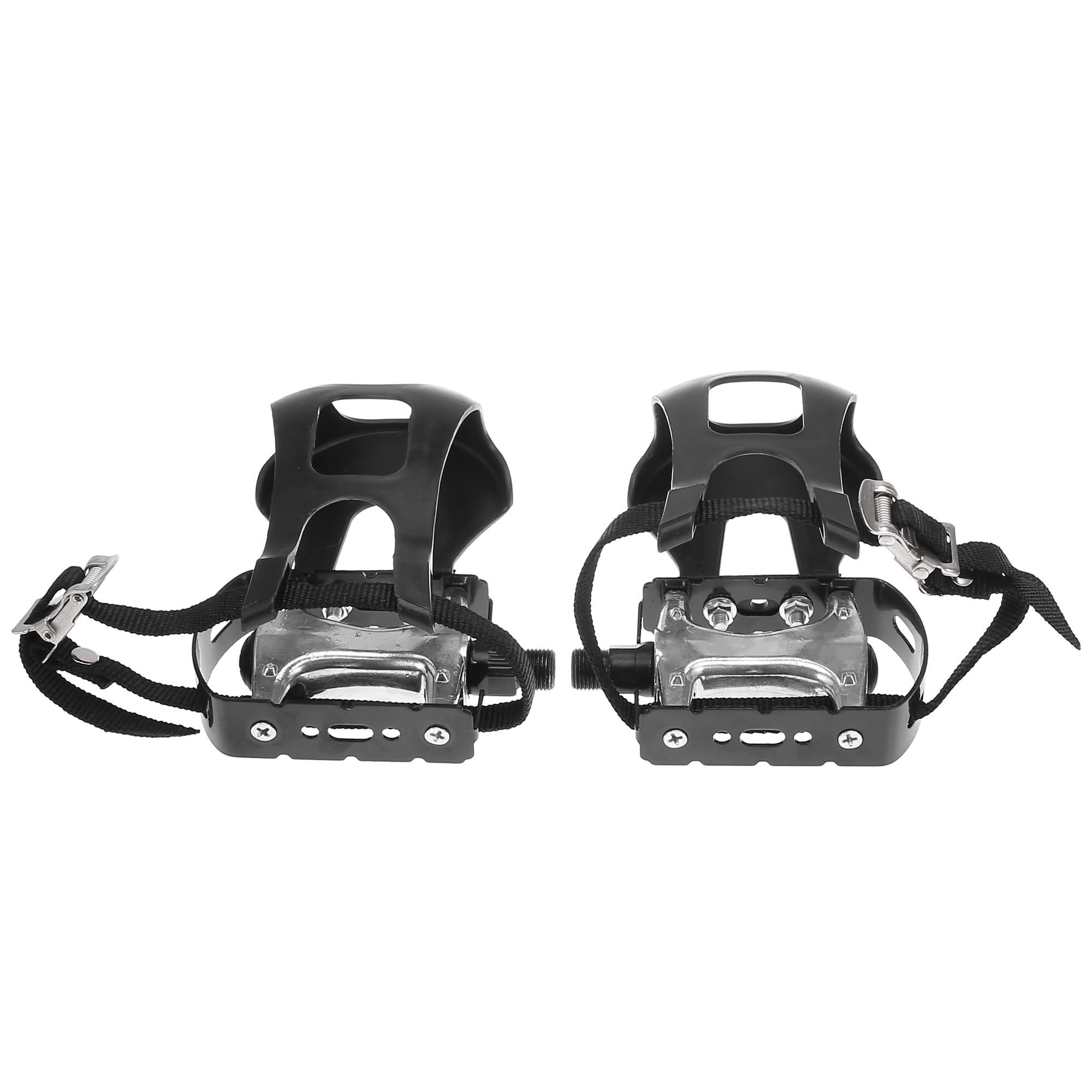 X AUTOHAUX 1 Pair Bike Bicycle Pedals 9/16" Spindle Platform W/Toe Clips