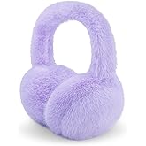 POMIJIAN Winter Ear Muffs for Women Girls Faux Fur Cute White Earmuffs Fluffy Ear Warmers Foldable Ear Covers Outdoor