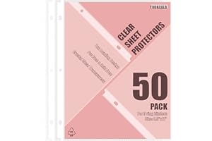 TUOKCALB 50 Pack Clear Sheet Protectors for 3 Ring Binder, Polypropylene Acid-Free Material, 8.5 x 11 Inch Letter Size, Protector of Your Documents