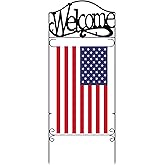 CroBlissful Garden Flag Holder Stand Garden Yard Flag Pole Stake Fits Max 14 x 25 Inch for Outside House Yard Lawn Outdoor Decor(Welcome)