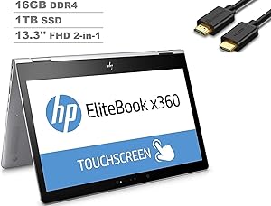 HP ELITEBOOK X360 830 G6 2-in-1 13.3" IPS Touchscreen FHD (1920x1080) Business Laptop (Intel Quad Core i5-8265U, 16GB RAM, 1TB SSD) Backlit, Fingeprint, Wi-Fi 6, Thunderbolt 3, Win 10 Pro+IST Cable