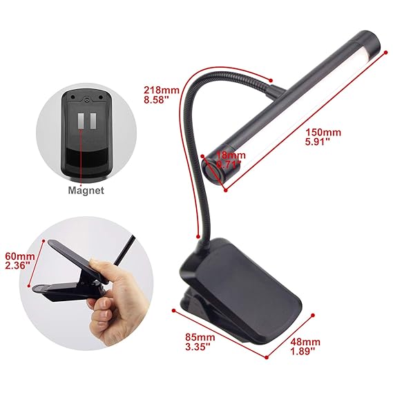 Amazon.com: HONWELL Music Stand Light Clip Piano Light Rechargeable Book Light 3 Levels Brightness Reading Lamp Book Light for Reading in Bed USB Desk Lamp ...