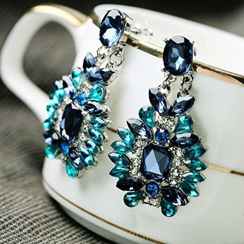 Lvxuan 2015 Statement Trendy Jewelry Elegant Shiny Resin Stone Blue Plant Earrings Women Fashion Jewelry Earrings