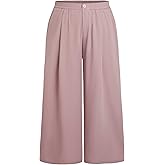 CIDER Solid High Waist Pleated Wide Leg Trousers Curve & Plus