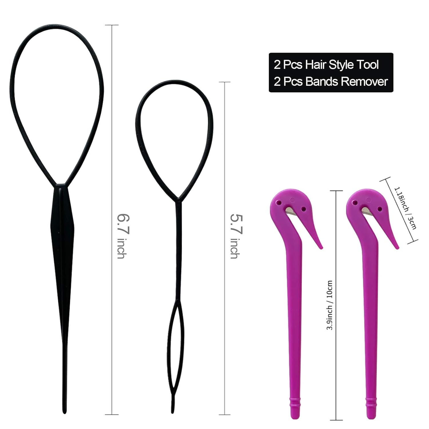 Gexolenu 2 pcs Hair Rubber Bands Remover Cutter, 2 pcs Topsy Hair Tail Tool, Hair Braid Accessories Ponytail Maker, French Braid Tool Loop for Hair Styling : Beauty