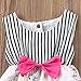 Honganda Baby Girl Summer Easter Outfit Cartoon Bunny Sleeveless Striped Romper Bodysuit with Bowknot White