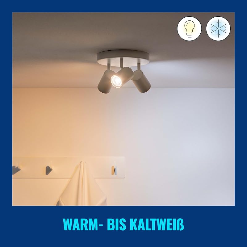 Tunable White LED Spots GU10 2er-Pack (345 lm), 50 W Glas Spots mit warm- bis kaltweißem dimmbarem Licht, smarte Lichtsteuerung über WLAN per Stimme/App