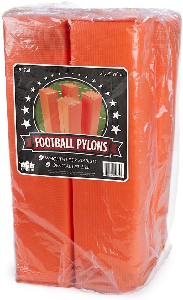 Crown Sporting Goods Anchorless Weighted Football Pylons (Set of 4), Orange : Sports & Outdoors