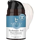 Hyaluronic Acid Moisturizer for Face - USA Made with Organic & Natural Ingredients, Hydrating Anti Aging Face Moisturizer for Dry Skin with Glycerin & Vitamin E, Unscented Anti Wrinkle Cream