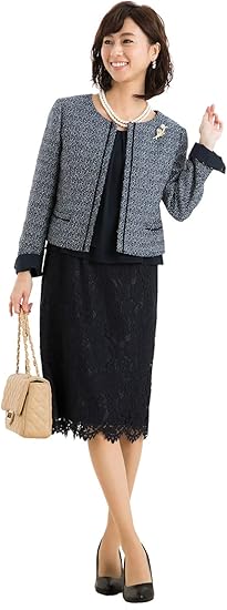 Amazon 先染めテーラージャケット タックワンピースアンサンブルm1007st 72 13号 ワンピーススーツ 通販