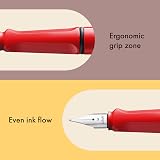 LAMY safari Red Fountain Pen with Ergonomic Grip M Nib, Includes T 10 Blue view 3
