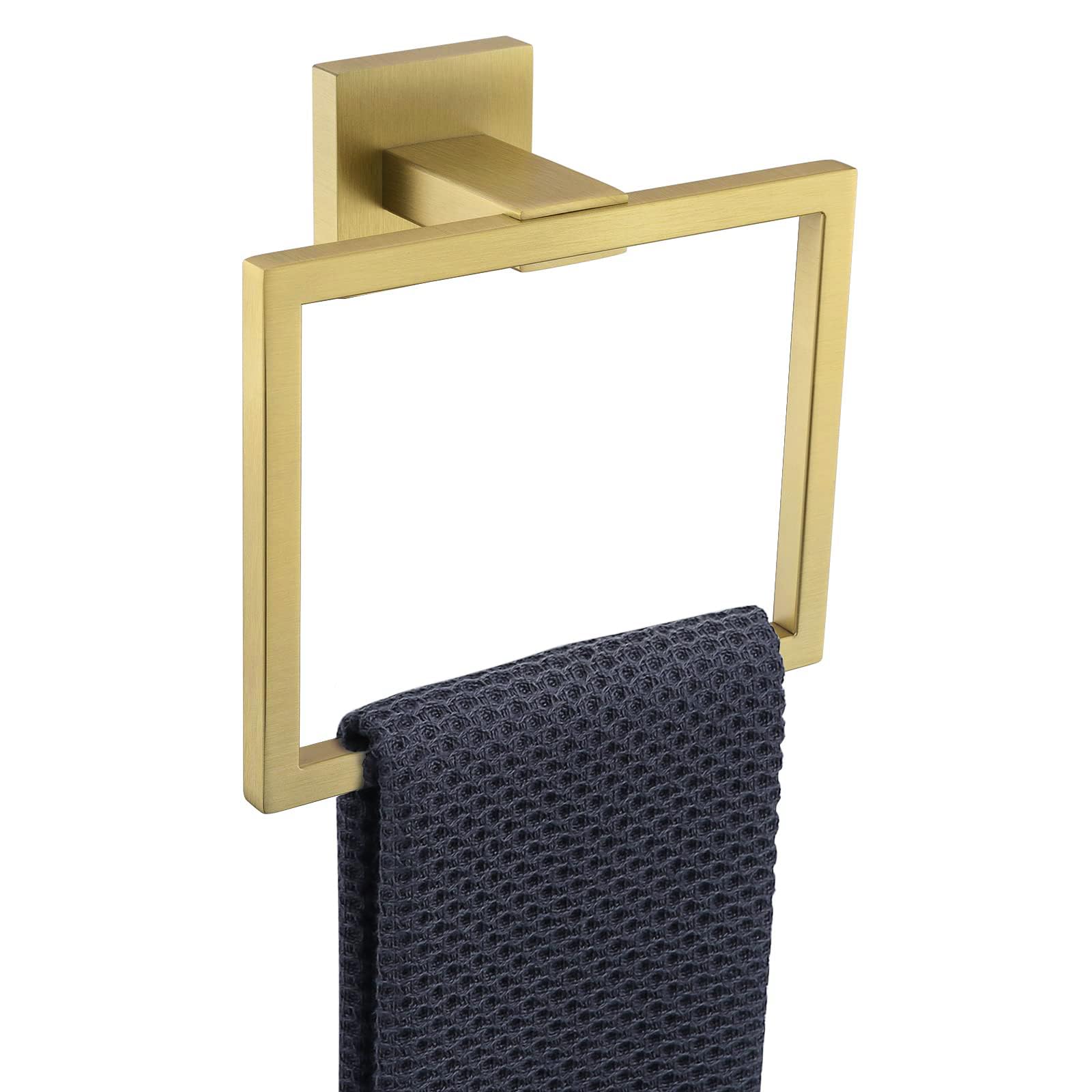 TURS Towel Ring Hand Towel Holder for Bathroom Hand Towel Racks Wall Mount SUS 304 Stainless Steel Bathroom Hardware Simple Hand Towel Hanger(Brushed Gold)
