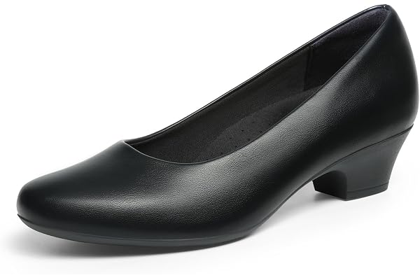 DREAM PAIRS Women's Dress Shoes Low Block Heel Pumps | Arch Support Cushioned,Flight Attendant Shoes,Comfortable All Day,Roun