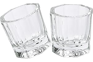 fiezkaa 2 Pcs Clear Nail Dappen Dish Glass Cup for Acetone and Nail Liquid, Small Dampen Dish for Acrylic Nails, Monomer, Powder, Polish Remover - Dapping Dish for Nail Tech, Art