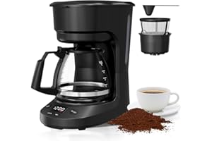 HAVATO 5-Cup Programmable Coffee Maker with 24h Timer, Small Drip Coffee Machine with Auto Shut-off, 2h Keep Warm, BPA-free Glass Carafe Coffee Pot, Delay Brew, 25oz Water Tank, Compact for Home/RV/Dorm