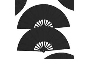 WNWBFM Boots on The Ground Fan,Large Holographic Folding Hand Fan, Clap Fans For Line Dancing,Foldable Craft Holding Laser Colors Hand Fan,Party,Dance Enthusiasts Gift (Black plastic fan ribs 2pcs)