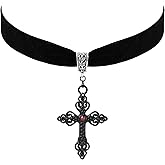 Sacina Gothic Cross Necklace, Zinc Alloy Black Cross Necklace, Halloween, Christmas Goth Jewelry Gift for Women