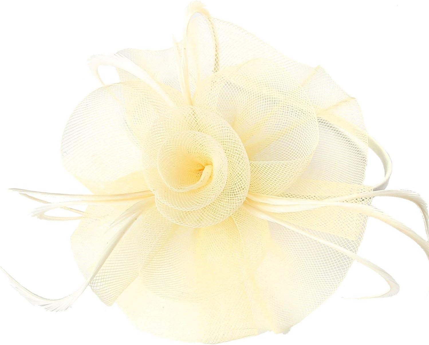Women Yellow Fascinators for Wedding Flower Feather Headband Derby Hat Headwear Ladies Day Race Royal Ascot