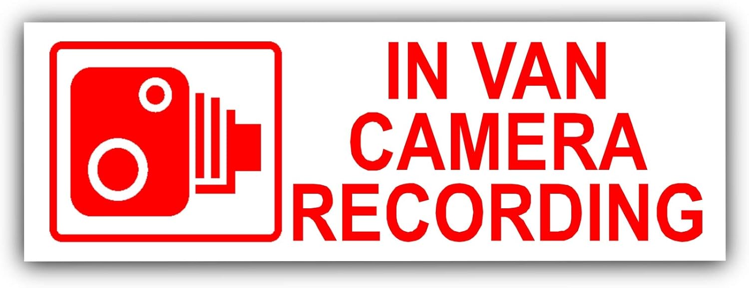 Platinum Place 5 x Small in Van Camera Recording-Red on White-Security Stickers-3.4x1.2 INCHES-Dashboard CCTV Sign-Van,Lorry,Truck,Transit,Bus-Go Pro,Dashcam Car Secure Deter Protection