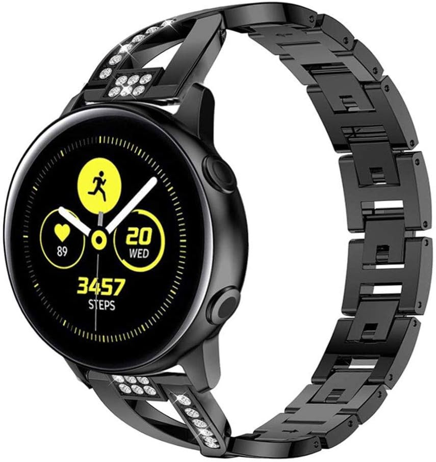 YOFUNTLE Compatible for Samsung Galaxy Watch Active 2(40mm/44mm)Band,Women 20mm Stainless Steel Jewelry Bracelet Strap Replacement Wristband for Samsung Galaxy Watch Active/Galaxy Watch 42mm