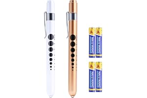 LUCXXI Pen Lights for Nurses Doctors, 2 Pack Reusable Medical PenLight with Pupil Gauge and Ruler, with 4 AAA Batteries for Nursing Students Essentials