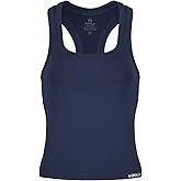 AUROLA Essentials Seamless Sleeveless Racerback Top,Women Subtle Marl Workout Square Neck Fitted Tank