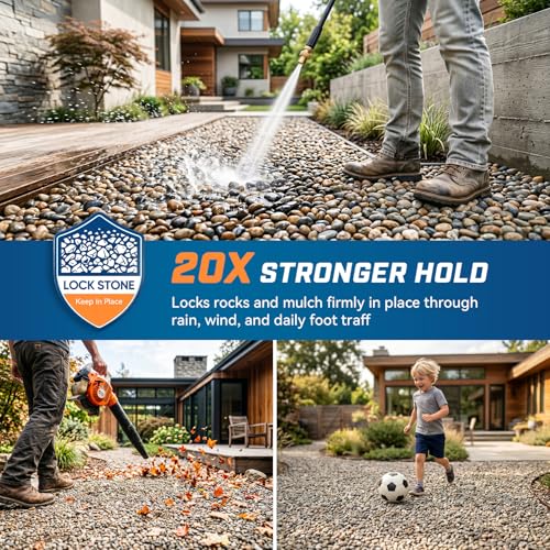 Mulch and Rock Glue for Landscaping with Electric Sprayer, 1 Gallon Ready-to-Use Gravel Glue, Weather-Resistant Outdoor Mulch Binder for Pea Gravel, Pebbles, River Rock, Patios, Gardens, Walkways
