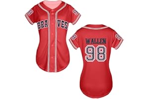 FUJUTANG 98 Baseball Jersey Shirt Women Fan Tshirts Country Vintage Jersey Button Down Short Sleeve Tops Active Shirts