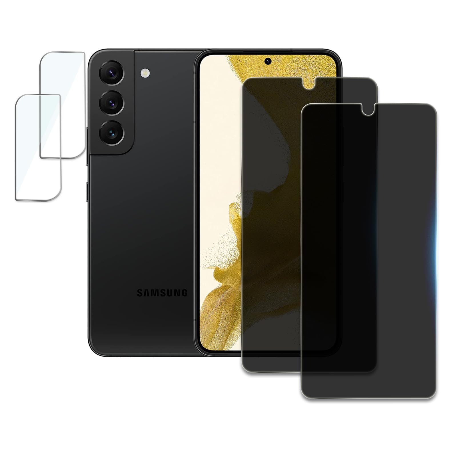Photo 1 of [2+2 Pack] Privacy Screen Protector for Samsung Galaxy S22 Plus 5G, Anti-Spy Shatterproof Tempered Glass with Camera Lens Tempered Glass 9H Hardness Bubble Free