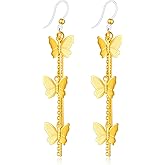Plastic Earrings,KMEOSCH Drop Dangle Butterfly Earrings on Plastic Hooks for Sensitive Ears