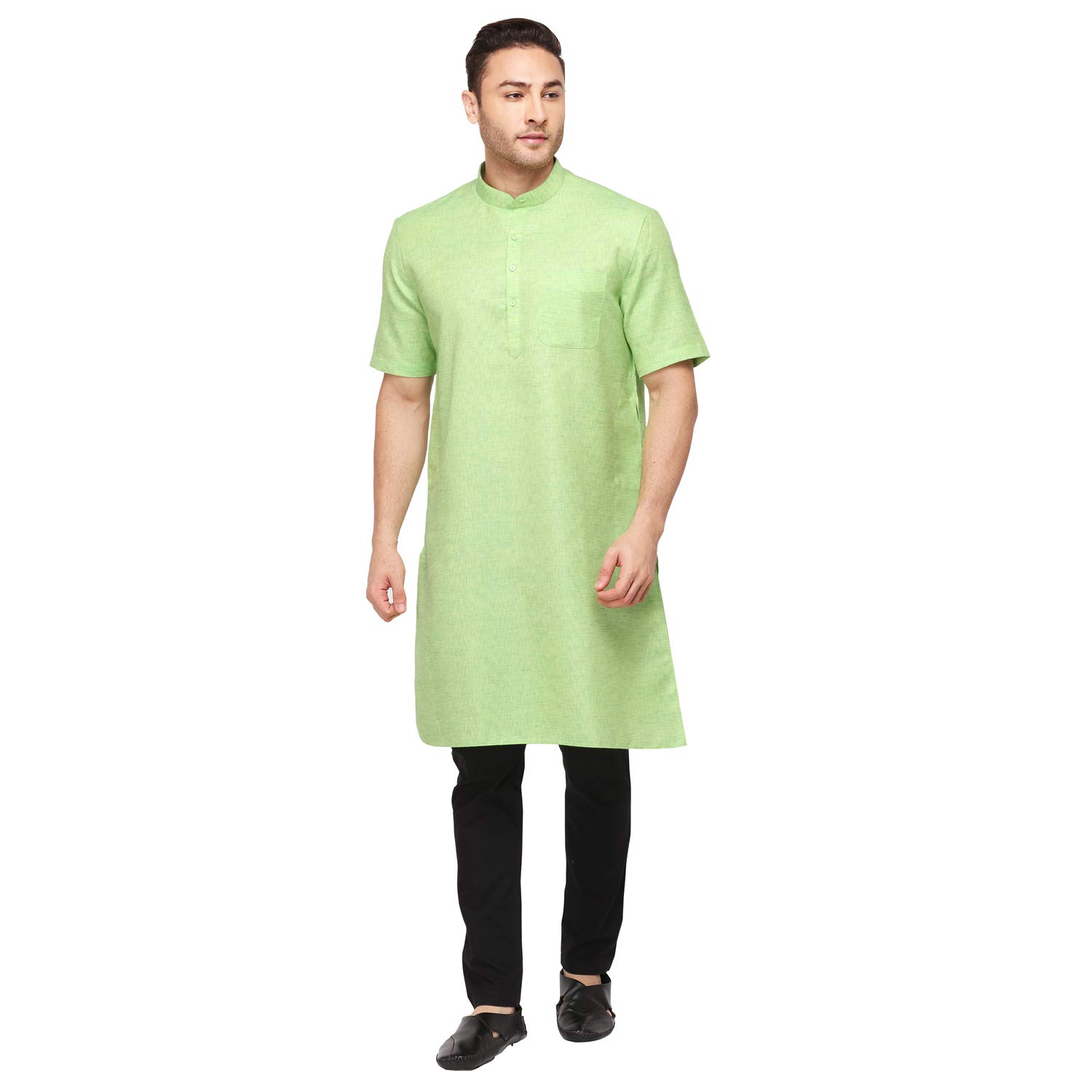 Buy MODI Kurta Men's Light Green Cotton Blend Self Textured Kurta (K57C