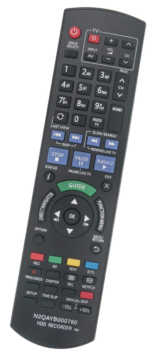 ALLIMITY N2QAYB000780 Remote Control Replacement for Panasonic HDD Recorder IR6 DMR-PWT500EC DMR-PWT530EB DMR-HWT230EB DMR-HWT130EB DMR-HW120EB DMR-HWT130 DMR-HW120EBK DMR-HWT230