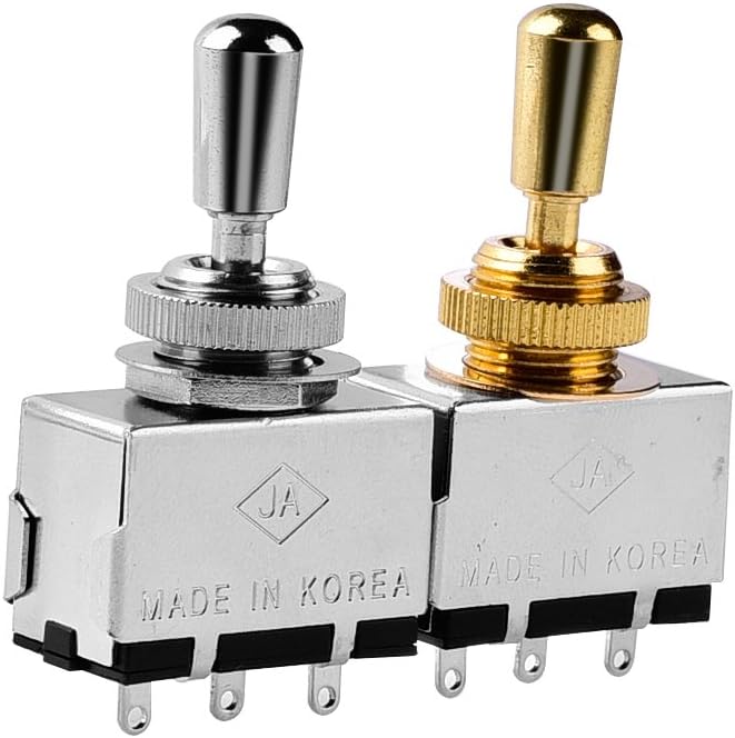 JD Metal Electric Guitar 3 Way Box Toggle Switch For Les Paul With Brass Tip (Chrome) - Image 4