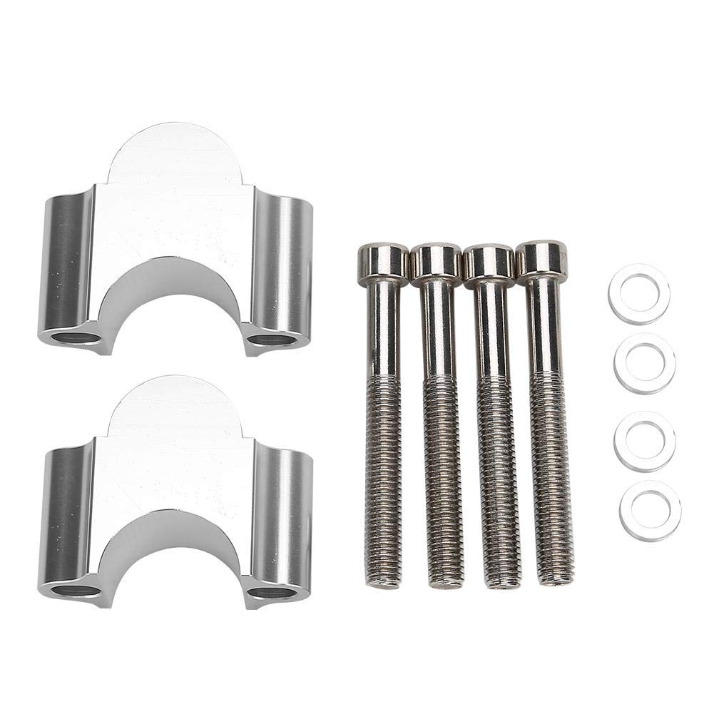 Qiilu 7/8in Aluminium Motorcycle Handlebar Riser, 28mm Height Adapter, Silver, ATV, Off-road