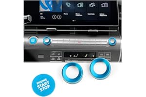 DvlynAuroa for 2024-2025 Hyundai Kona Accessories, 3pcs Aluminum Alloy Knob Cover Trim Set - Push Start & Volume Tune (Sky-Bl