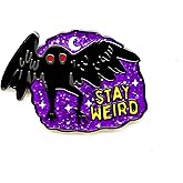Mothman Stay Weird - Gothic Series - Enamel Lapel Pin - Plated Badge for Clothing, Bags, and Lanyards