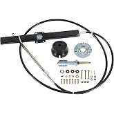 Back Mount Rack Steering System Kit 8FT 10FT 12FT 14FT 16FT 18FT replacecment for Teleflex &amp; Safe-T Includes Rack Helm,Steering Cable,90 Degree Bezel Kit&ndash;for Sterndrive,I/O,Outboard &amp; Ski Boats