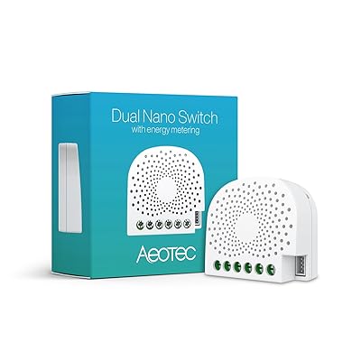 Aeotec Dual Nano Switch on / off controller with power metering, 2 switches, Z-Wave Plus, In-wall, Compatible with Alexa