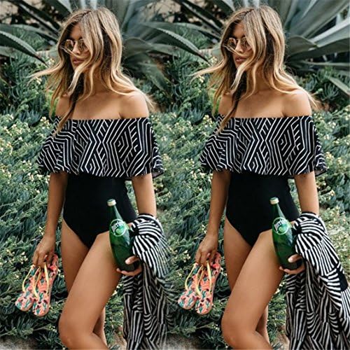 Kindstore Women Off Shoulder One Piece Swimsuit Bikini(M)