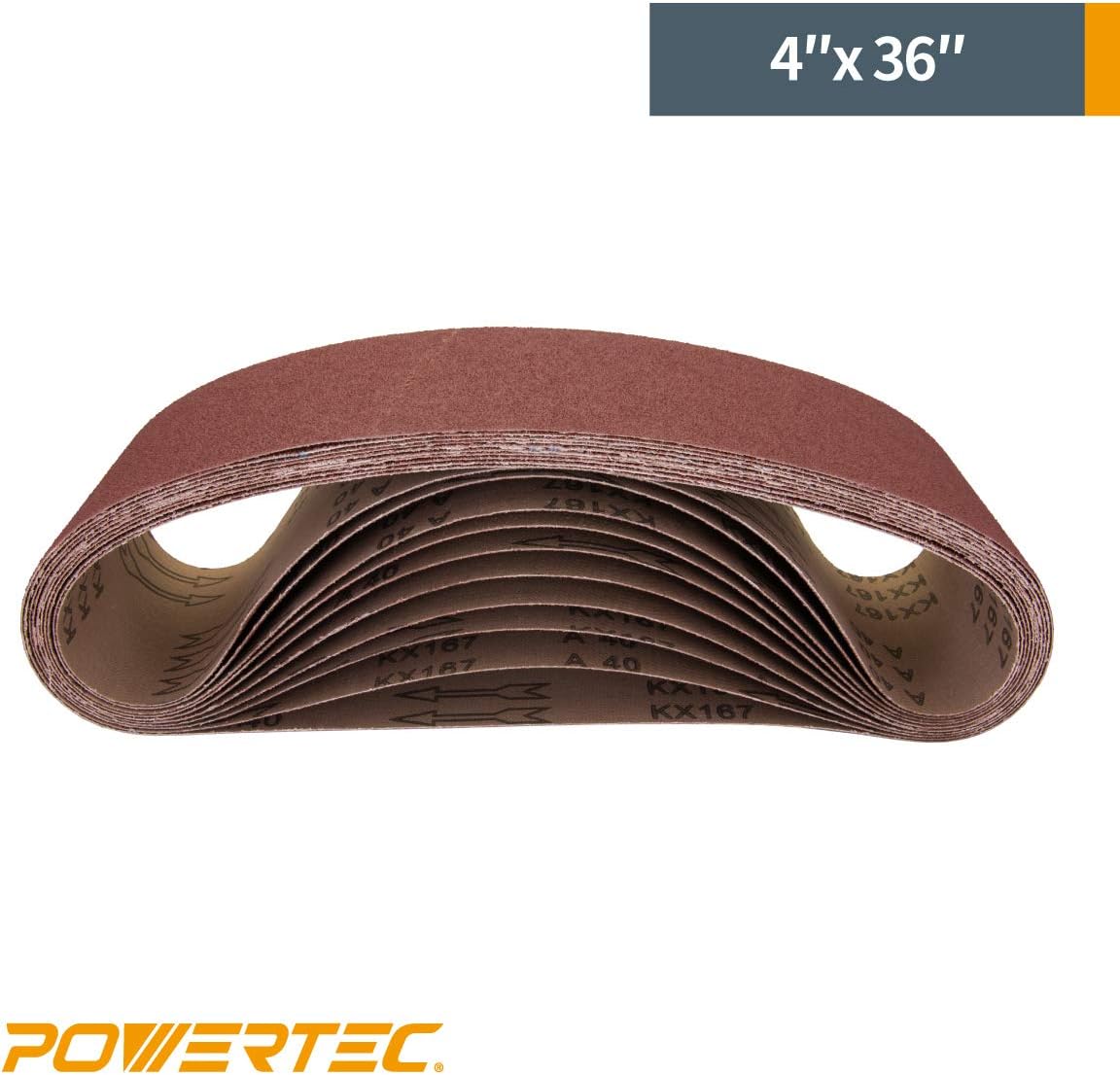 POWERTEC 110620 4 x 36 Inch Sanding Belts, 40 Grit Aluminum Oxide Belt Sander Sanding Belt, Sandpaper for Belt and Disc Sander 10 Pack - Image 4