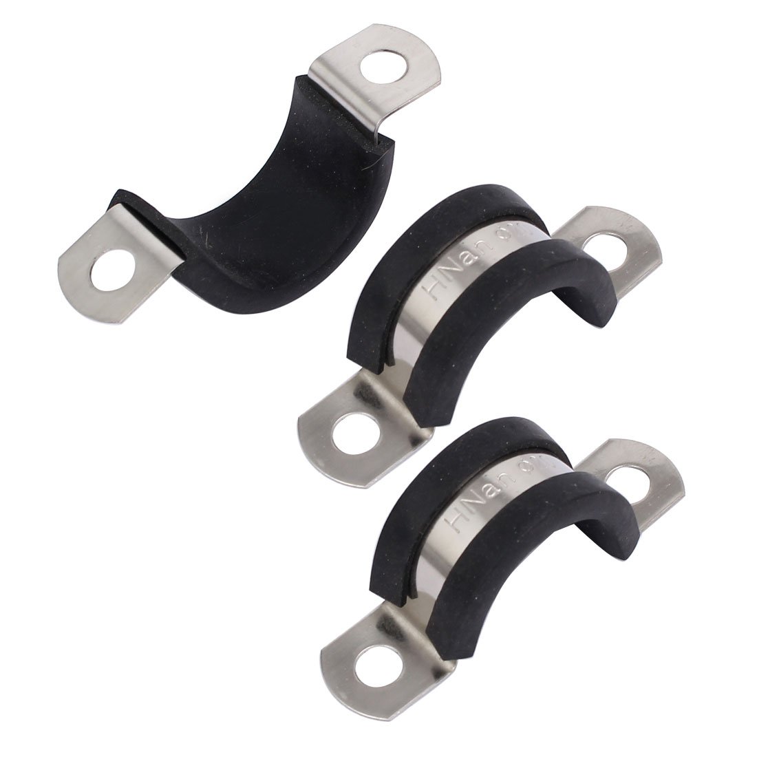 Sourcingmap 20mm Dia EPDM Rubber Lined U Shaped Pipe Tube Wire Clamps Clips 3pcs